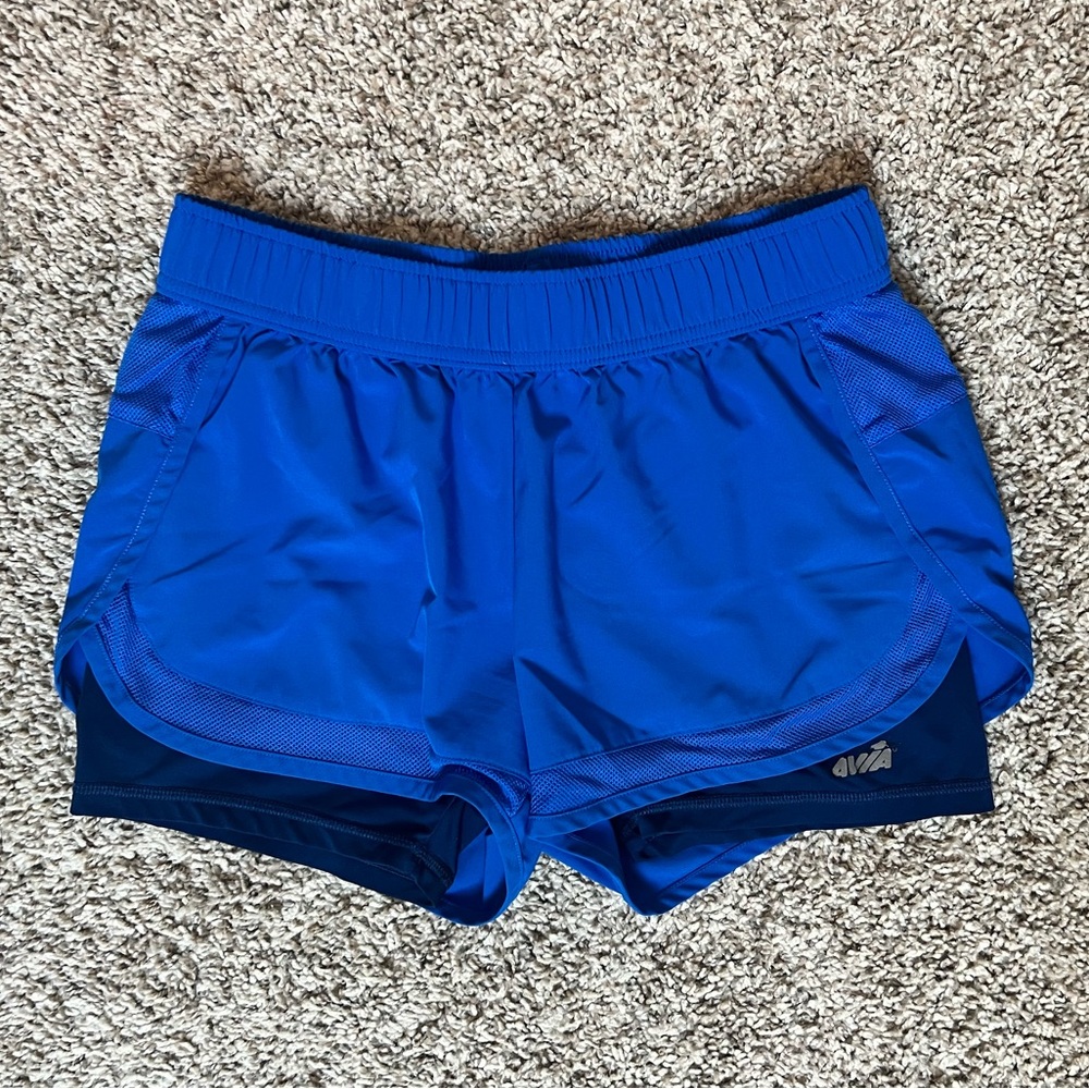 Avia Women's Blue 2-in-1 Athletic Shorts